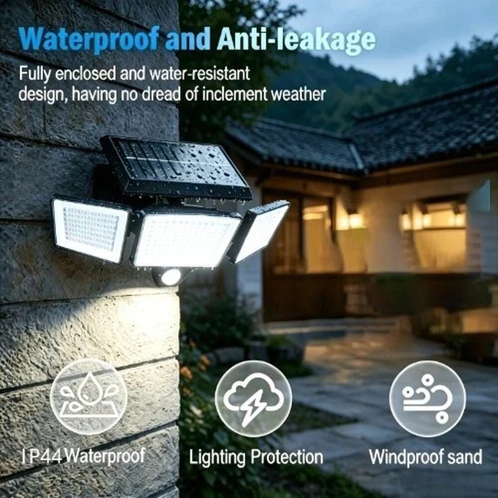 Solar Outdoor Motion Sensor Security Light, 208 LED, IP44 Waterproof Cordless